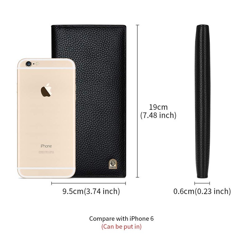 LAORENTOU Genuine Leather Wallet for Men: Bifold with Zipper Coin Pocket, RFID Protected, Slim, Black - Image 2